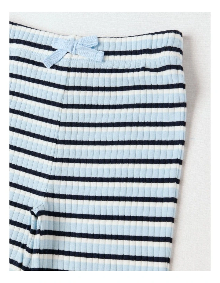 Essentials Ribbed Flare Legging in Blue Stripe image 2