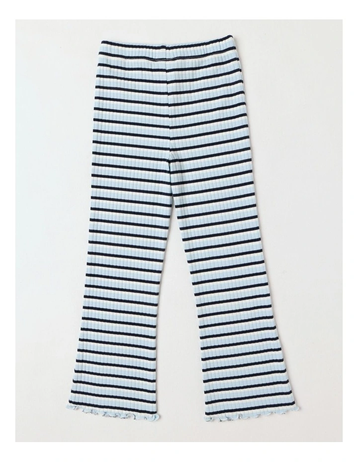 Essentials Ribbed Flare Legging in Blue Stripe image 3
