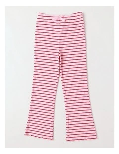 Essentials Ribbed Flare Legging in Pink Stripe