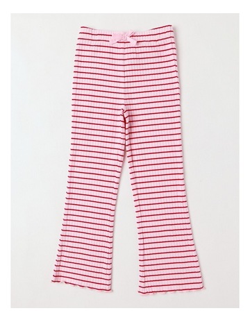 Essentials Ribbed Flare Legging in Pink Stripe