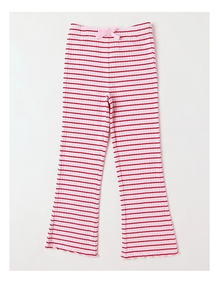 Essentials Ribbed Flare Legging in Pink Stripe image 1