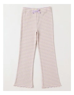 Essentials Ribbed Flare Legging in Purple & Yellow