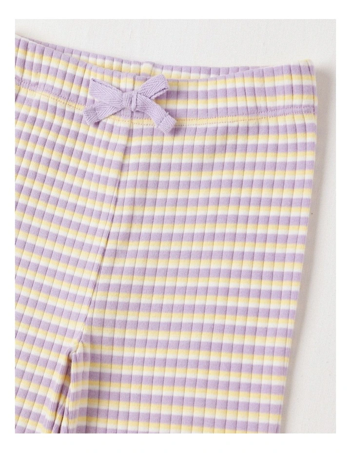 Essentials Ribbed Flare Legging in Purple & Yellow image 2