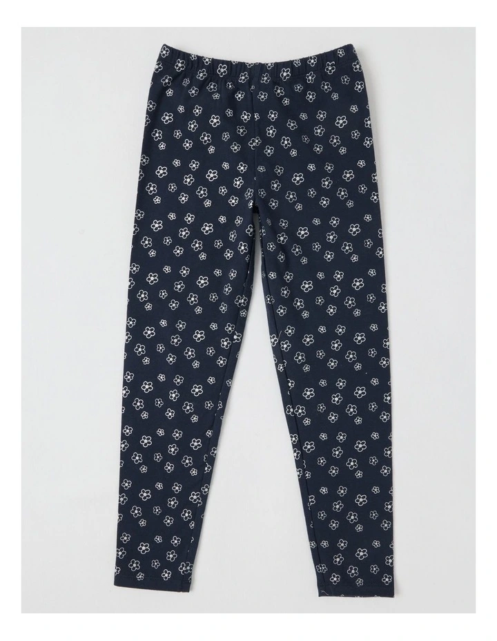 Essentials Metallic Legging in Flower Navy image 1