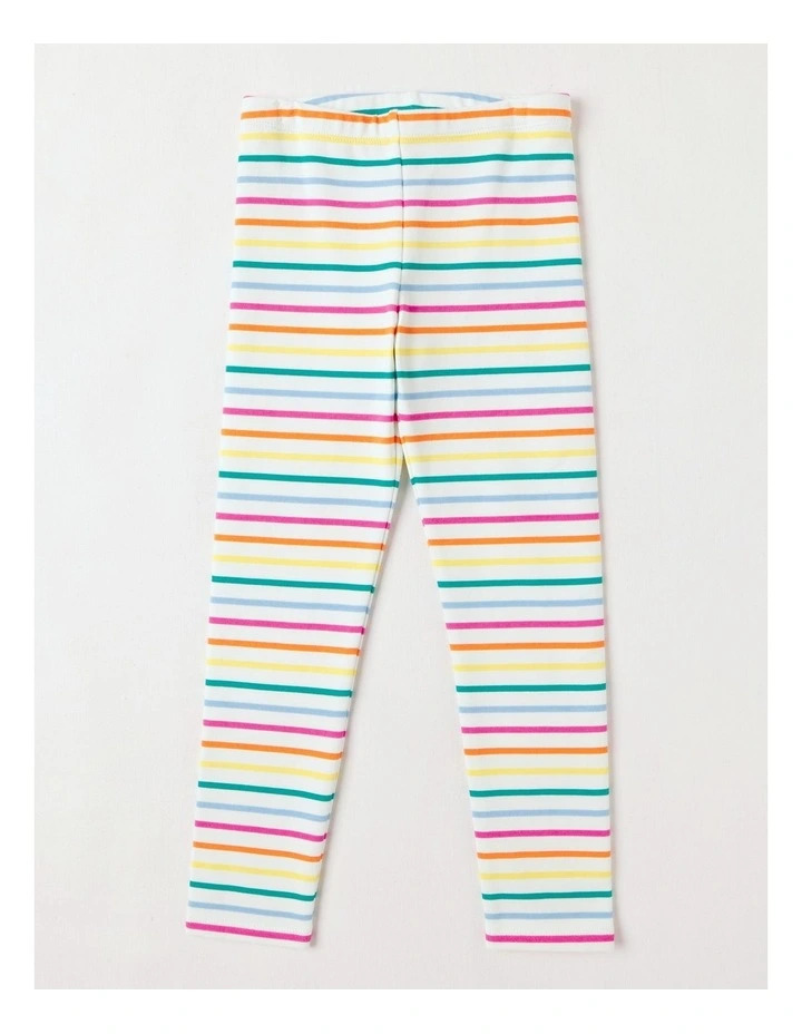 Essentials Fleece Legging in Rainbow Stripe & Cream image 1