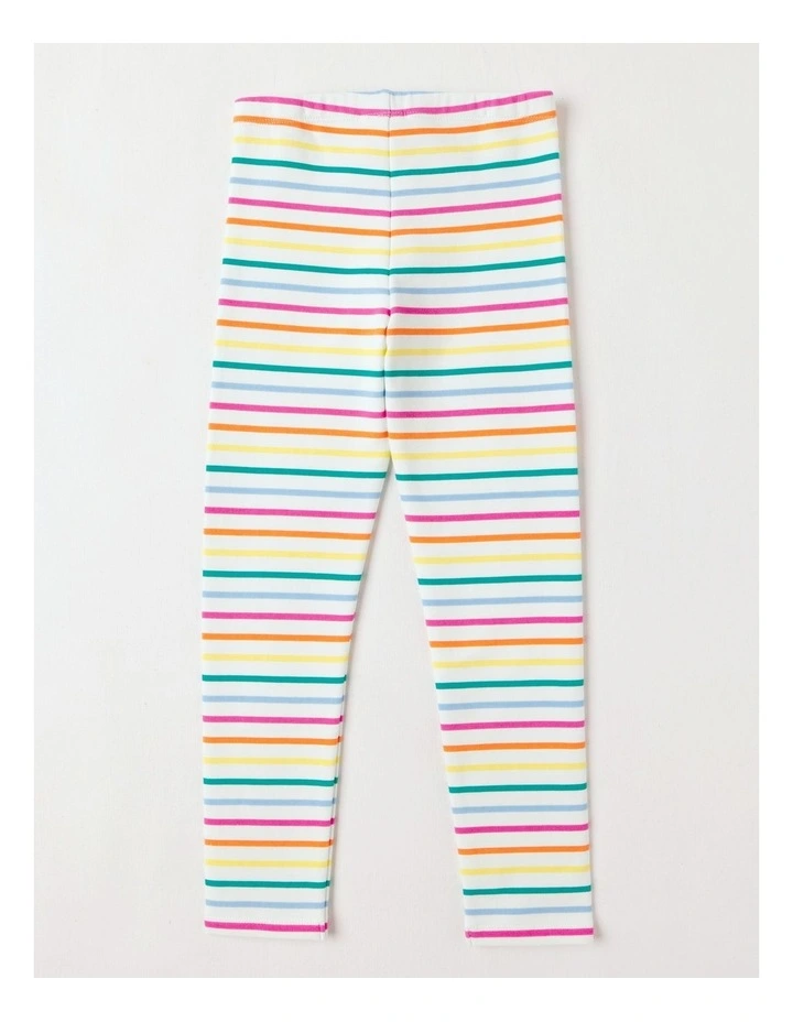 Essentials Fleece Legging in Rainbow Stripe & Cream image 3