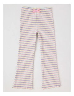 Essentials Ribbed Flare Legging in Rainbow Stripe