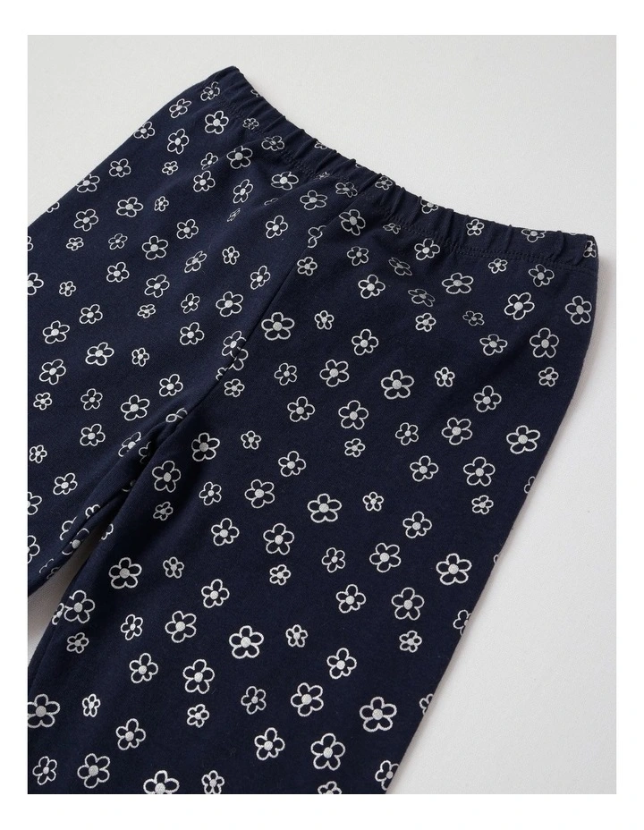Essentials Metallic Legging in Daisy Aop/Navy image 2