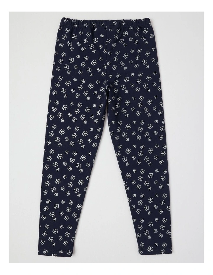 Essentials Metallic Legging in Daisy Aop/Navy image 3