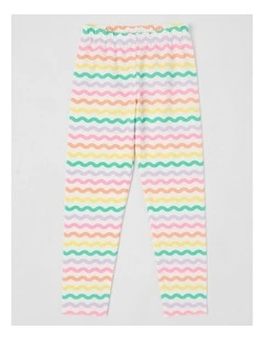 Essentials Print Legging in Zig Zag Stripe/Rainbow