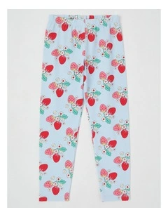 Essentials Print Legging in Berry Vines/Light Blue