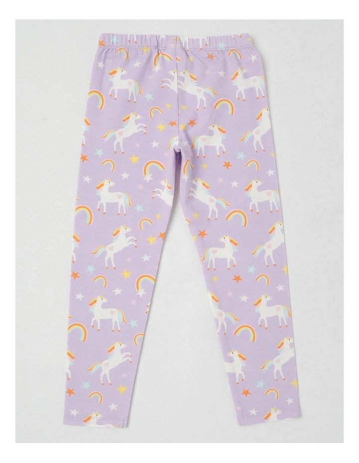 Essentials Legging in Lilac Rainbow Unicorns Print image 3