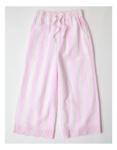 Lounge Pant with Broiderie Hem in Light Pink
