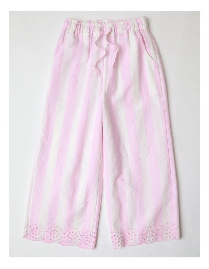 Lounge Pant with Broiderie Hem in Light Pink image 1