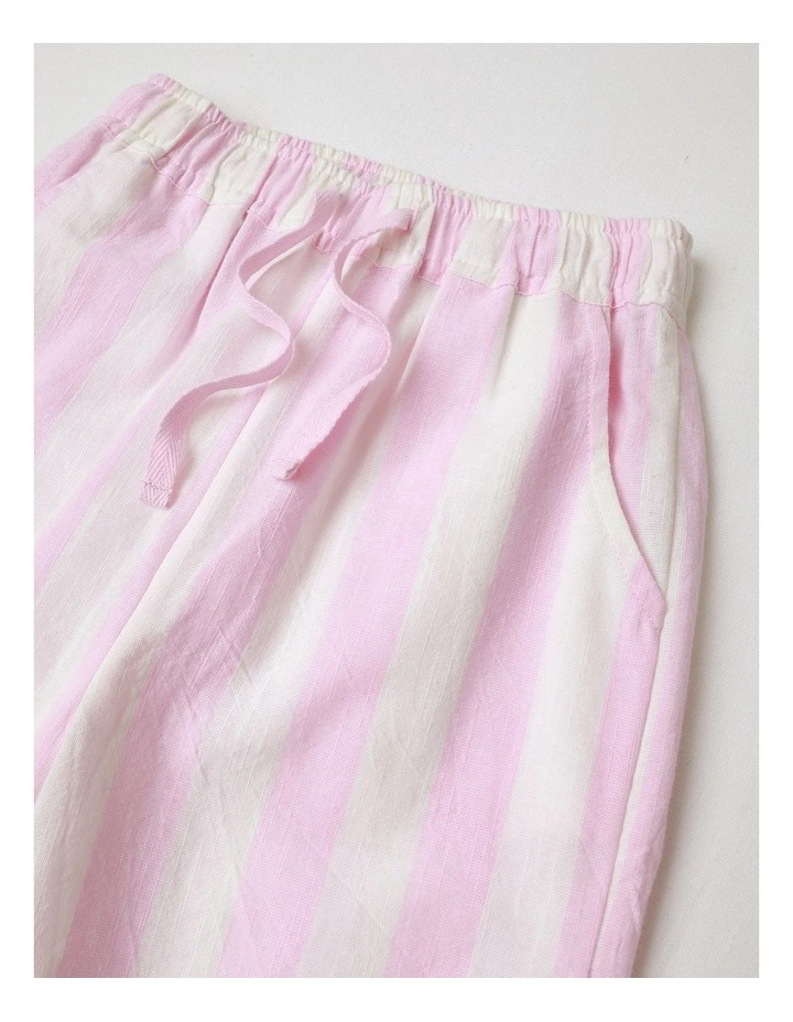 Lounge Pant with Broiderie Hem in Light Pink image 2