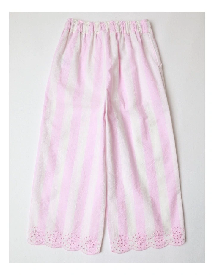 Lounge Pant with Broiderie Hem in Light Pink image 3
