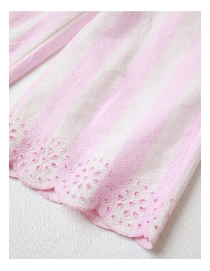 Lounge Pant with Broiderie Hem in Light Pink image 4