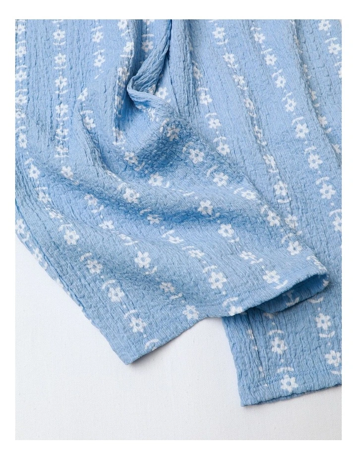 Textured Pant with Paperbag Waist in Blue image 4