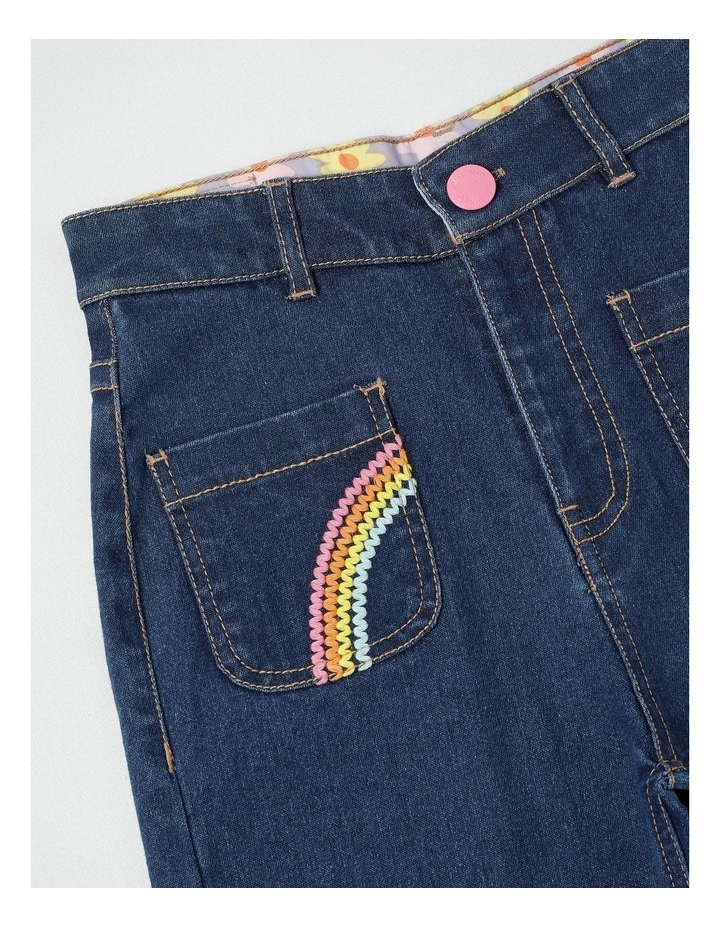 Wide Leg Denim Culotte w Rainbow in Denim image 2