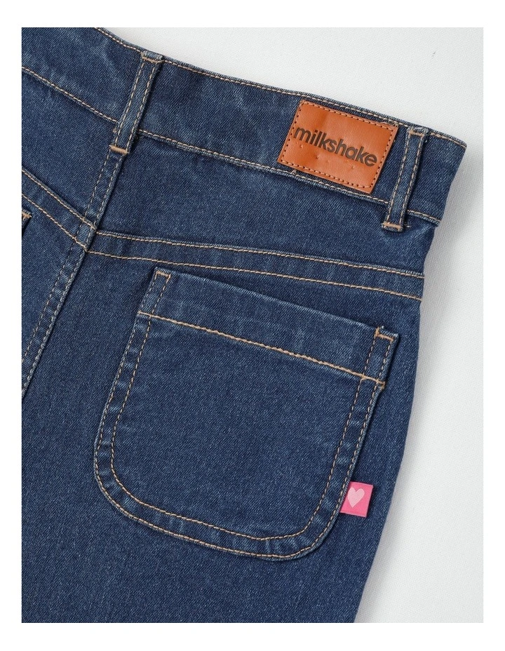 Wide Leg Denim Culotte w Rainbow in Denim image 4