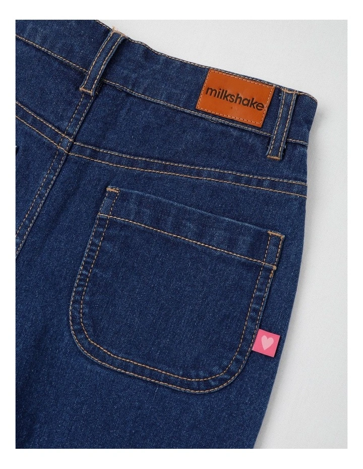 Wide Leg Denim Culotte With Butterflies in Mid Denim image 4