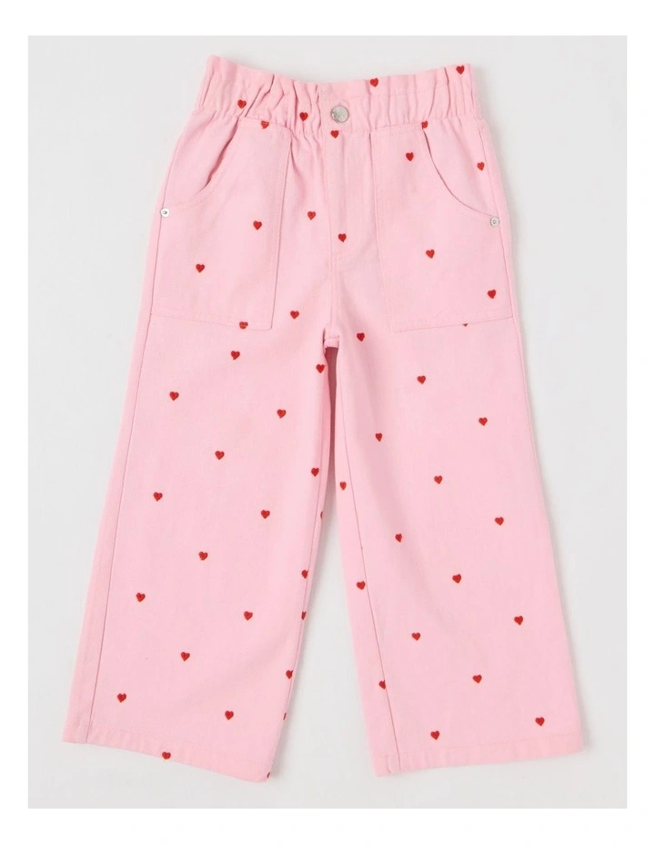 Canvas Cargo Pants in Pink Hearts image 1