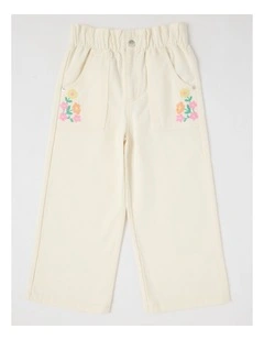 Paperbag Waist Wide Leg Pant in Cream