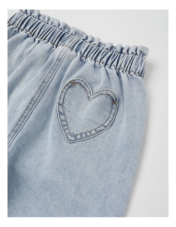 Paperbag Waist Denim Jean w Heart Pocket in Light Wash image 4