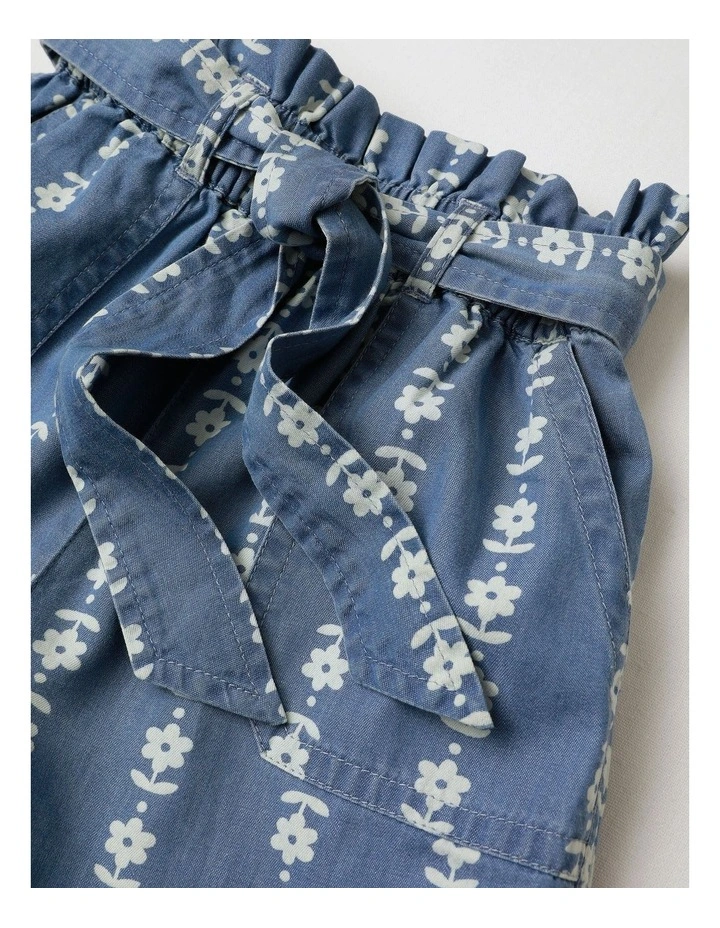 Chambray Short with Floral Stripe in Denim image 2