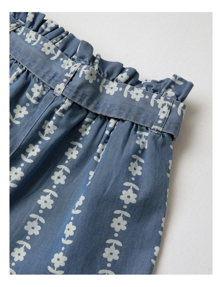 Chambray Short with Floral Stripe in Denim image 4