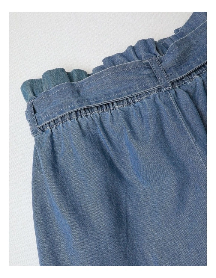 Chambray Short with Tie in Mid Denim image 4