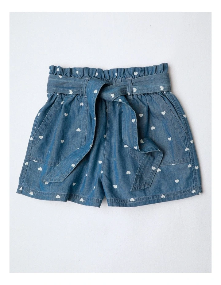 Chambray Short with Tie in Mid Denim image 1