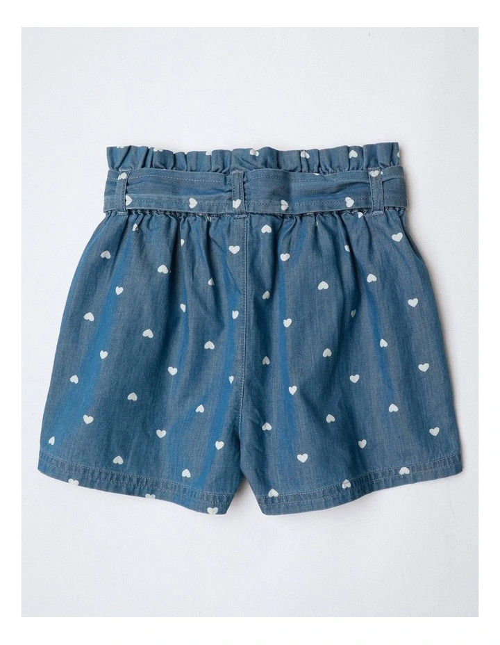 Chambray Short with Tie in Mid Denim image 3
