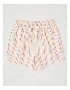 Essentials Woven Short in Ticking Stripe/Rainbow