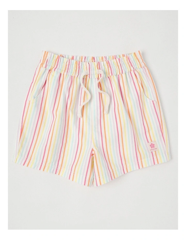 Essentials Woven Short in Ticking Stripe/Rainbow image 1