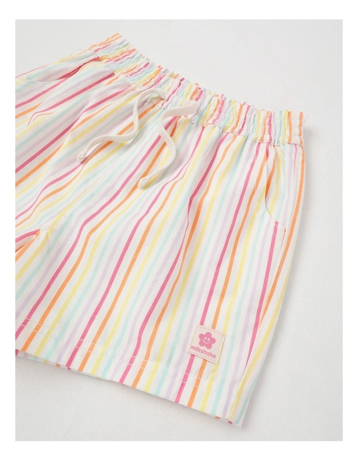 Essentials Woven Short in Ticking Stripe/Rainbow image 2