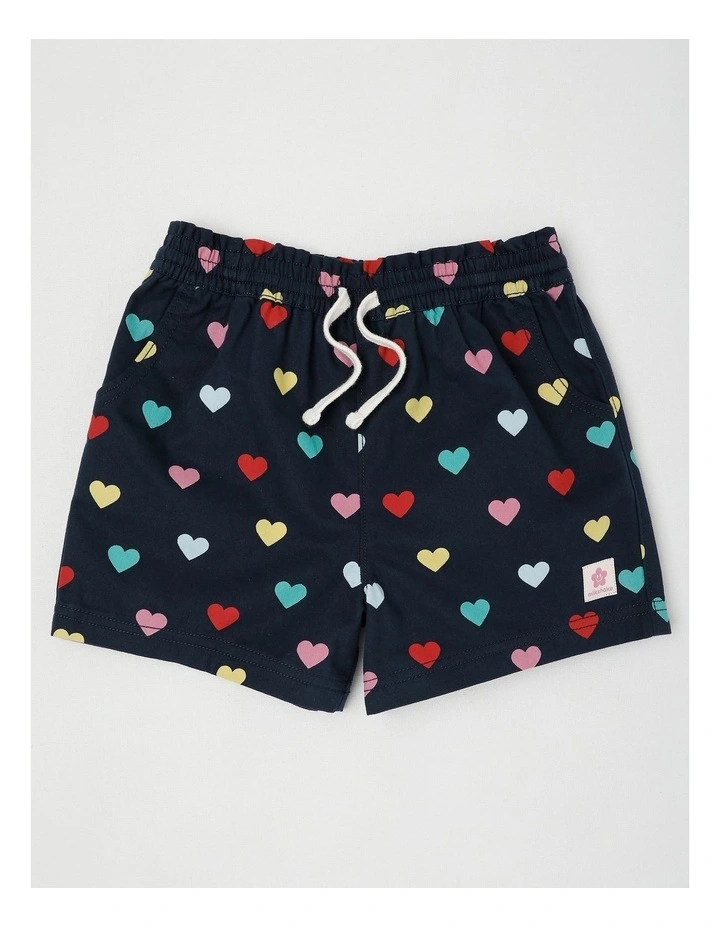 Essentials Woven Short in Rainbow Heart Navy image 1
