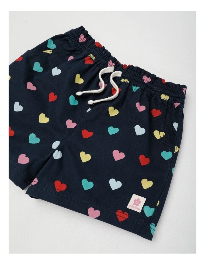 Essentials Woven Short in Rainbow Heart Navy image 2