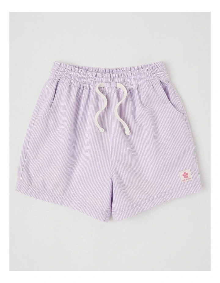 Essentials Woven Short in Ticking Stripe in Lilac image 1