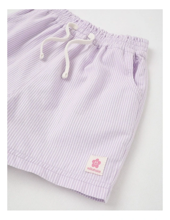 Essentials Woven Short in Ticking Stripe in Lilac image 2