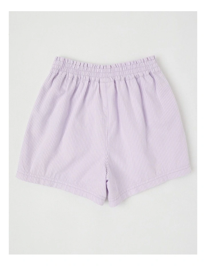 Essentials Woven Short in Ticking Stripe in Lilac image 3
