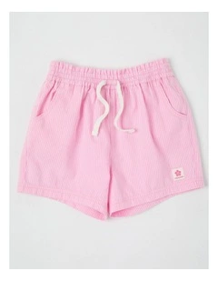 Essentials Woven Short in Ticking Stripe in Pink