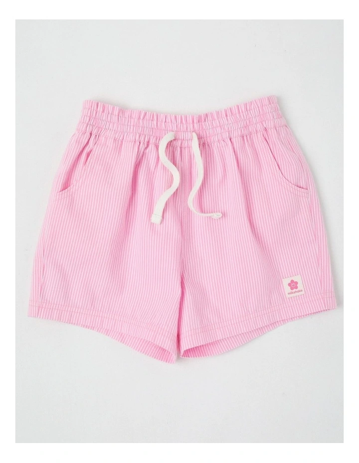 Essentials Woven Short in Ticking Stripe in Pink image 1