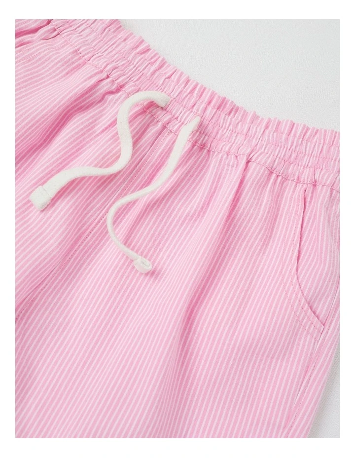 Essentials Woven Short in Ticking Stripe in Pink image 2