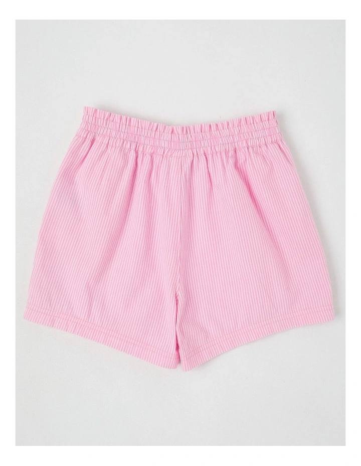Essentials Woven Short in Ticking Stripe in Pink image 3