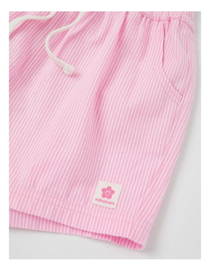 Essentials Woven Short in Ticking Stripe in Pink image 4