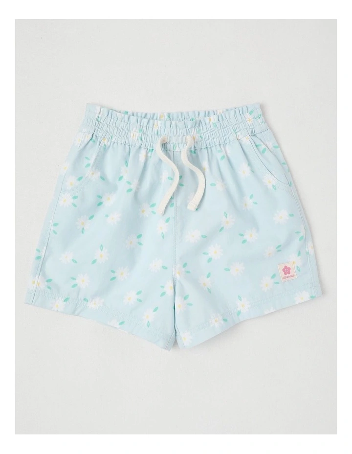 Essentials Woven Short with Daisies in Light Blue image 1