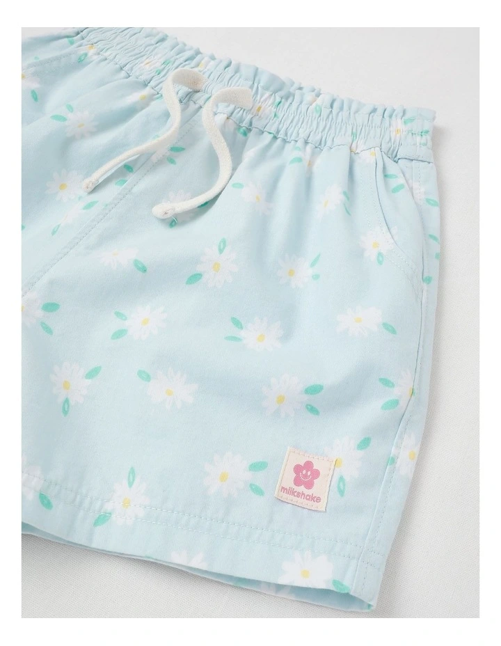 Essentials Woven Short with Daisies in Light Blue image 2