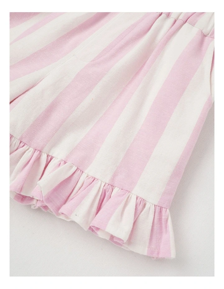 Paperbag Shorts With Tie & Frill Trim in Pink/White Stripe image 4