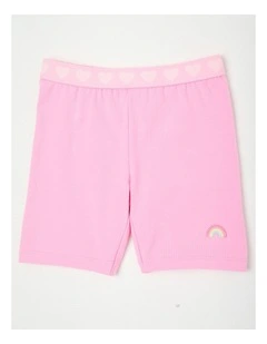Essentials Bike Short With Jacquard Waistband in Pink/Hearts